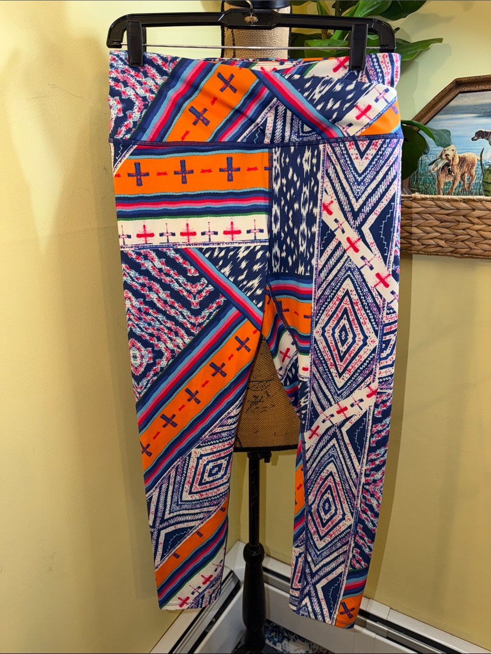 FP Movement by Free People Orange & Blue Geometric Print Leggings